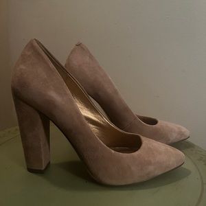 BCBGeneration tan suede heels